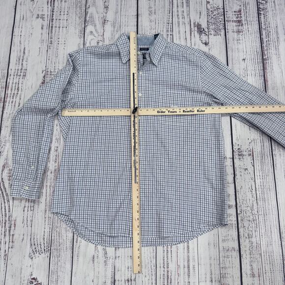 Chaps Easy Care Blue White Check Dress Shirt Men’s XL Wrinkle-Resistant - Picture 3 of 8